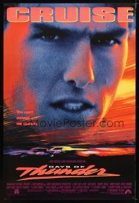 9a198 DAYS OF THUNDER 1sh '90 super close image of angry NASCAR race car driver Tom Cruise!