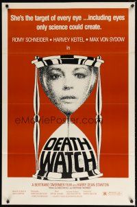 9a204 DEATH WATCH 1sh '80 Le Mort en Direct, Romy Schneider, Harvey Keitel, cool hourglass art!