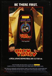9a215 DICK TRACY advance DS 1sh '90 Warren Beatty, wear the shirt, see the movie first!