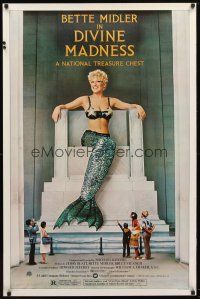 9a224 DIVINE MADNESS style B 1sh '80 great image of mermaid Bette Midler as Lincoln Memorial!