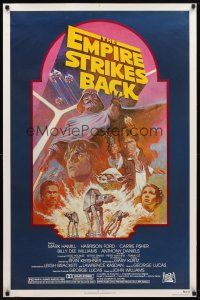 9a239 EMPIRE STRIKES BACK 1sh R82 George Lucas sci-fi classic, cool artwork by Tom Jung!