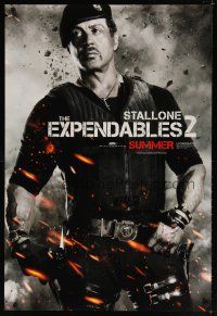 9a261 EXPENDABLES 2 teaser DS 1sh '12 great image of tough-guy Sylvester Stallone!