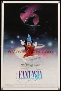 9a267 FANTASIA DS 1sh R90 great image of Mickey Mouse & others, Disney musical cartoon classic!