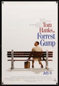 9a279 FORREST GUMP advance 1sh '94 Tom Hanks sits on bench, Robert Zemeckis classic!