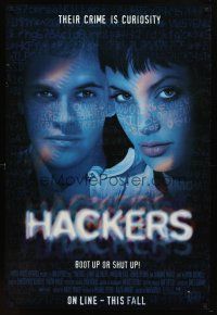 9a333 HACKERS advance DS 1sh '95 Jonny Lee Miller, young sexy Angelina Jolie, sci-fi!