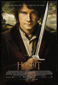 9a364 HOBBIT: AN UNEXPECTED JOURNEY int'l advance DS 1sh '12 Tolkien, Martin Freeman as Bilbo w/Sting!
