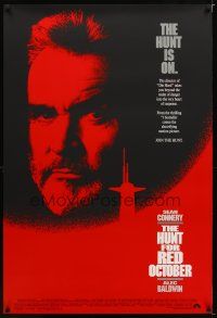 9a376 HUNT FOR RED OCTOBER int'l 1sh '90 Russian submarine captain Sean Connery, hunt is on!