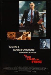 9a390 IN THE LINE OF FIRE int'l 1sh '93 Petersen, inset images of Clint Eastwood as Secret Service!