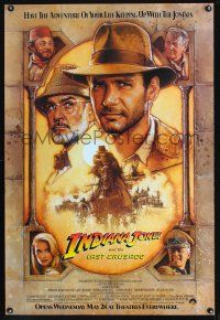 9a395 INDIANA JONES & THE LAST CRUSADE advance 1sh '89 art of Harrison Ford & Sean Connery by Drew!