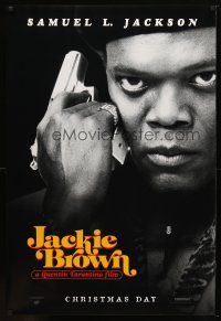 9a410 JACKIE BROWN teaser 1sh '97 Quentin Tarantino, cool image of Samuel L. Jackson!
