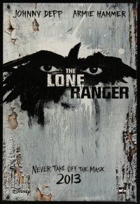 9a490 LONE RANGER teaser DS 1sh '13 Disney, Johnny Depp, Armie Hammer in the title role, cool art!
