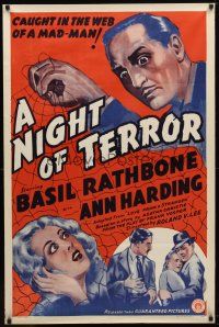 9a500 LOVE FROM A STRANGER 1sh R42 Basil Rathbone, Agatha Christie, A Night of Terror!