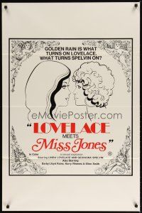9a501 LOVELACE MEETS MISS JONES 1sh '75 art of Linda Lovelace & Georgina Spelvin!