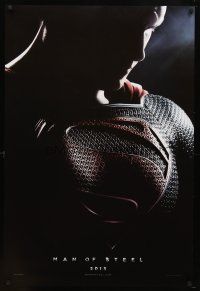9a508 MAN OF STEEL teaser DS 1sh '13 close-up of Henry Cavill in the title role as Superman!