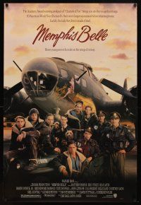 9a518 MEMPHIS BELLE 1sh '90 Matt Modine, Sean Astin, cool cast portrait by WWII B-17 bomber!