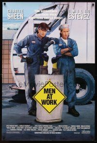 9a519 MEN AT WORK 1sh '90 garbage men brothers Charlie Sheen & Emilio Estevez!