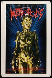 9a522 METROPOLIS int'l 1sh R84 Fritz Lang classic, Girogio Moroder, art of female robot by Nikosey!