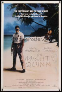 9a524 MIGHTY QUINN 1sh '89 great image of cop Denzel Washington on the beach!