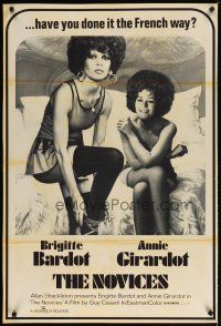 9a547 NOVICES 1sh '75 great image of sexy Brigitte Bardot & Annie Girardot!