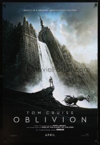 9a549 OBLIVION teaser DS 1sh '13 Morgan Freeman, image of Tom Cruise & waterfall in city!