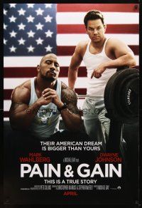 9a556 PAIN & GAIN teaser DS 1sh '13 Mark Wahlberg, Dwayne Johnson, their dreams are bigger!
