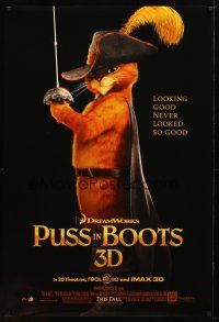 9a591 PUSS IN BOOTS advance DS 1sh '11 voice of Antonio Banderas in title role, swashbuckling cat!