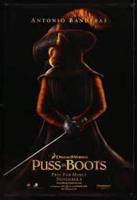 9a592 PUSS IN BOOTS black style teaser DS 1sh '11 voice of Antonio Banderas in title role!