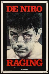 9a596 RAGING BULL teaser 1sh '80 classic close up of boxer Robert De Niro, Martin Scorsese!