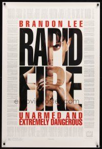 9a601 RAPID FIRE 1sh '92 Powers Boothe, Nick Mancuso, great image of Brandon Lee!
