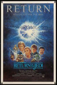 9a611 RETURN OF THE JEDI 1sh R85 George Lucas classic, different montage art by Tom Jung!