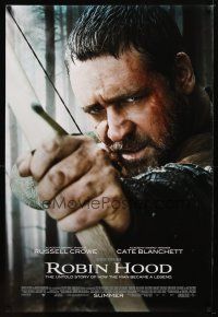 9a621 ROBIN HOOD advance DS 1sh '10 Ridley Scott, Russell Crowe w/bow in title role!
