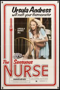 9a643 SECRETS OF A SENSUOUS NURSE 1sh '76 L'Infermiera, Ursula Andress will melt your thermometer!