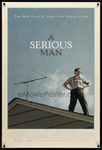 9a647 SERIOUS MAN DS 1sh '09 Coen Brothers directed, Michael Stuhlbarg on roof!