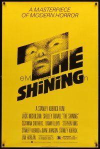 9a655 SHINING 1sh '80 Stephen King & Stanley Kubrick horror masterpiece, crazy Jack Nicholson!