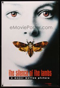9a661 SILENCE OF THE LAMBS style A teaser DS 1sh '90 great image of Jodie Foster w/moth over mouth!