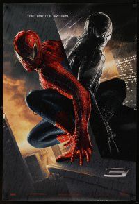 9a684 SPIDER-MAN 3 textured teaser DS 1sh '07 Sam Raimi, Tobey Maguire in red & black costumes!