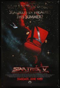 9a698 STAR TREK V foil advance 1sh '89 The Final Frontier, theater chair with seatbelt in space!