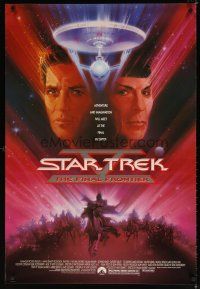 9a697 STAR TREK V 1sh '89 The Final Frontier, art of Shatner & Nimoy by Bob Peak!