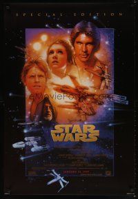 9a707 STAR WARS style B advance 1sh R97 George Lucas classic sci-fi epic, great art by Struzan!