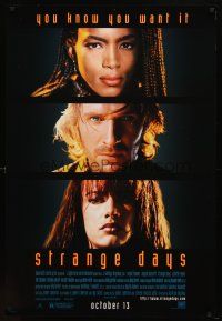 9a715 STRANGE DAYS cast style DS advance 1sh '95 Ralph Fiennes, Angela Bassett, Juliette Lewis!