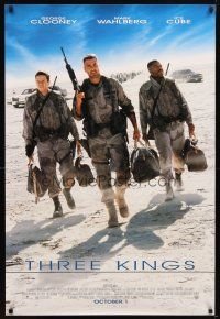 9a741 THREE KINGS advance DS 1sh '99 George Clooney, Mark Wahlberg, & Ice Cube in the Gulf War!