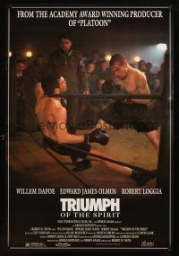 9a761 TRIUMPH OF THE SPIRIT 1sh '89 Robert M. Young directed, William Dafoe boxing for Nazis!