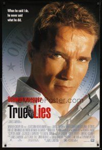 9a764 TRUE LIES style B DS 1sh '94 Arnold Schwarzenegger, directed by James Cameron!