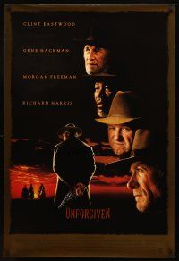 9a788 UNFORGIVEN DS 1sh '92 Clint Eastwood, Gene Hackman, Morgan Freeman, Richard Harris!