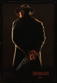 9a787 UNFORGIVEN dated DS teaser 1sh '92 image of gunslinger Clint Eastwood w/his back turned!