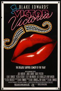 9a793 VICTOR VICTORIA 1sh '82 Blake Edwards, cool lips & mustache art by John Alvin!