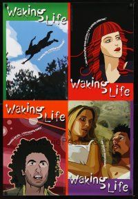9a803 WAKING LIFE teaser 1sh '01 Richard Linklater, Ethan Hawke, cool animation technique!