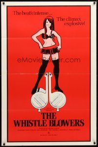 9a821 WHISTLE BLOWERS 1sh '72 artwork of sexy Tanya Tickler, the climax is explosive, x-rated!
