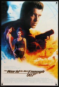 9a840 WORLD IS NOT ENOUGH DS 1sh '99 Brosnan as James Bond, Richards, sexy Sophie Marceau!