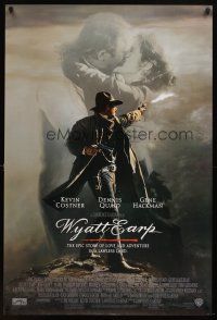 9a843 WYATT EARP int'l 1sh '94 cool image of Kevin Costner in the title role firing gun!